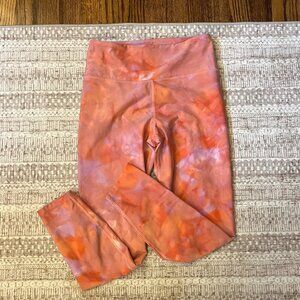 Joy Lab Leggings Womens Pink & Orange Tie Dye 7/8 Length Legging Size Small